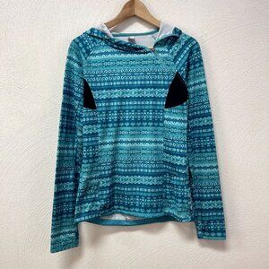 Mondetta Teal & Black Hooded Pull Over Active Top Thumbholes sz Small
